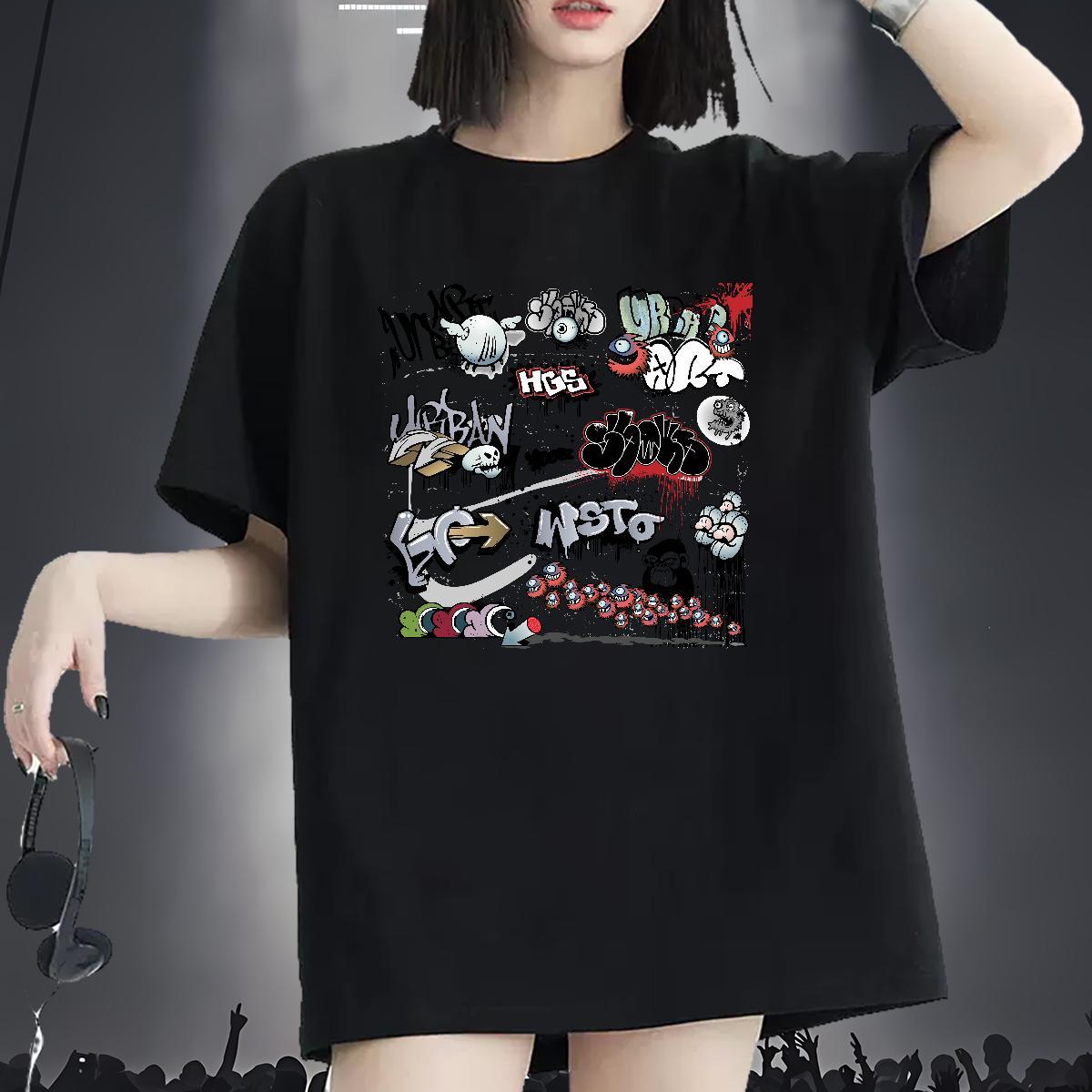 Wholesale Lady T shirt 230g 100% Cotton Colorful Summer Casual Womens T Shirts Breathable Crew Neck Cartoon Anime Top Shirts