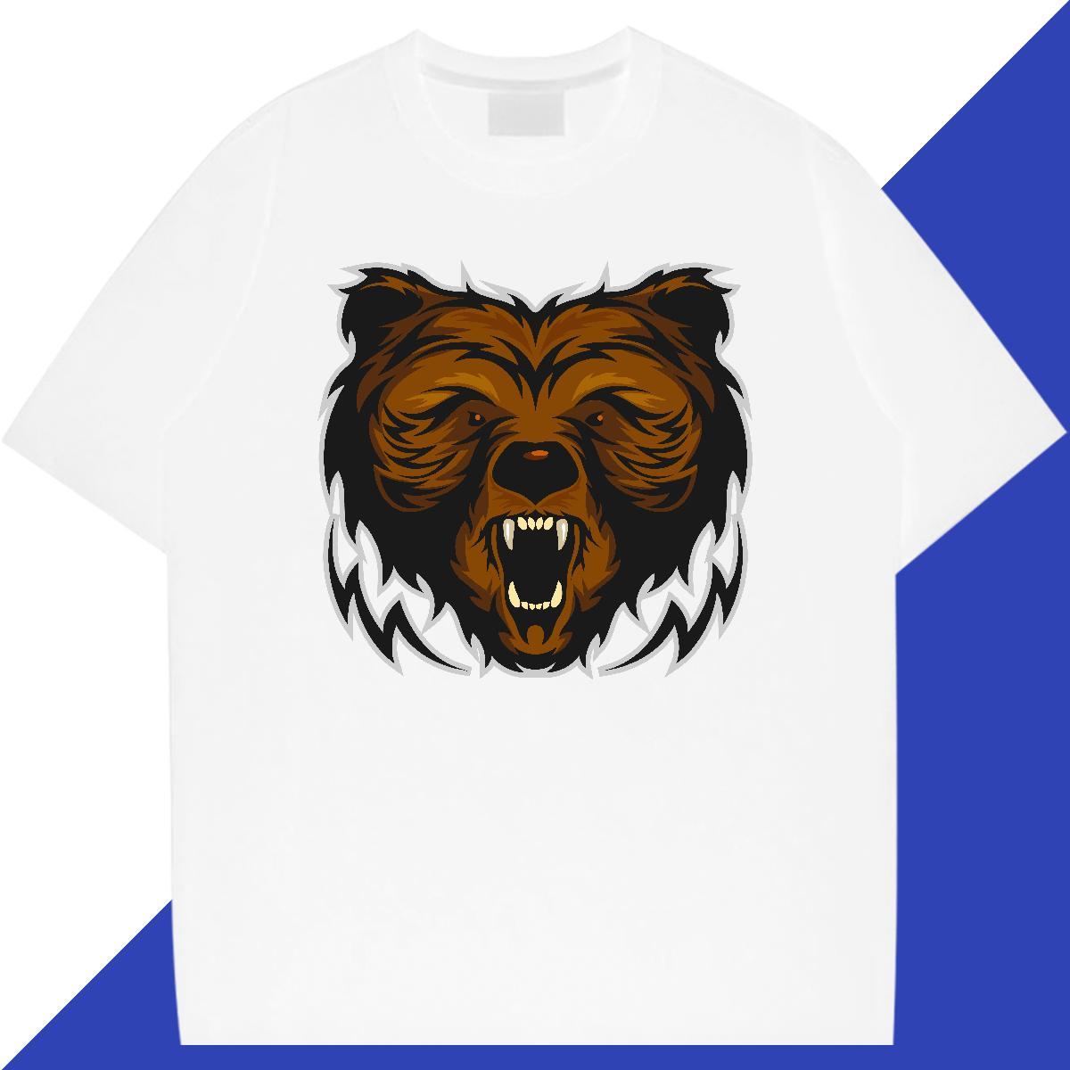 TOP Quality Tshirt for Man Woman Casual Beach 230g 100% Cotton White Plus Size Breathable Crew Neck bear T shirt Wholesale Clothings