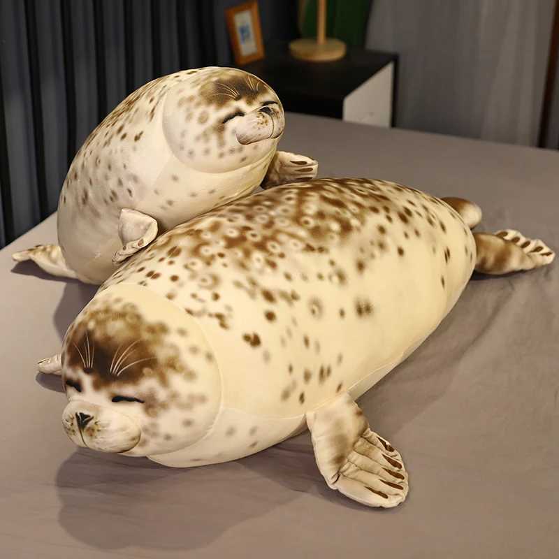 35-110cm simulated 3D sea lion plush toy high-quality filled soft animal sealed pillow baby Kawai sleep sticker doll W240821