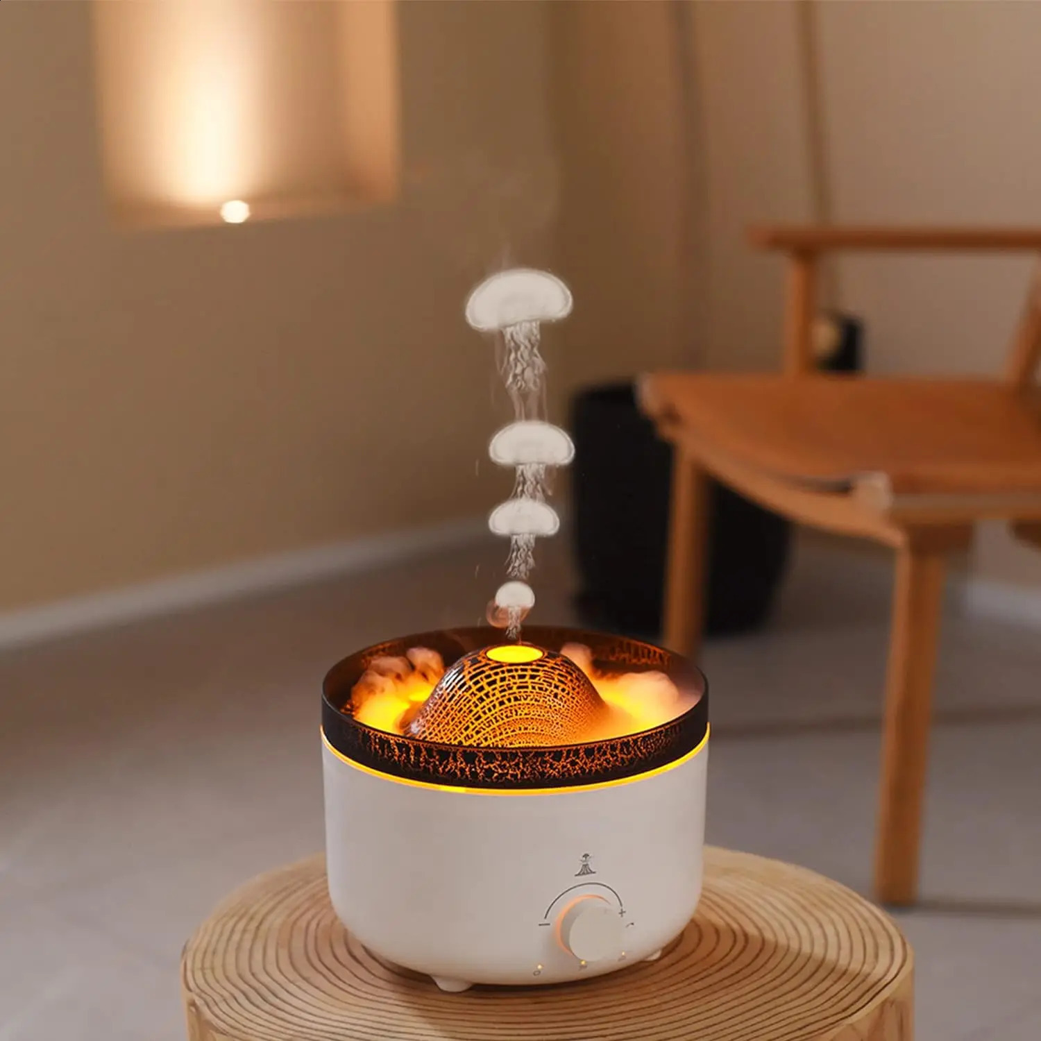 1pc-Volcano Jellyfish Aromatherapy Machine USB Home Office Aromatherapy Ultrasonic Large Capacity Flame Humidifier 240821