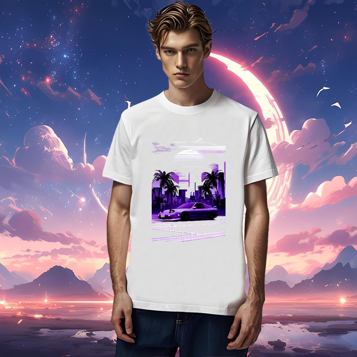 Free Shipping car T Shirts Men Spring Summer Men Tops Tees 230g Pure Cotton 2024 DIY Breathable Short Sleeve White Plus Size Wear