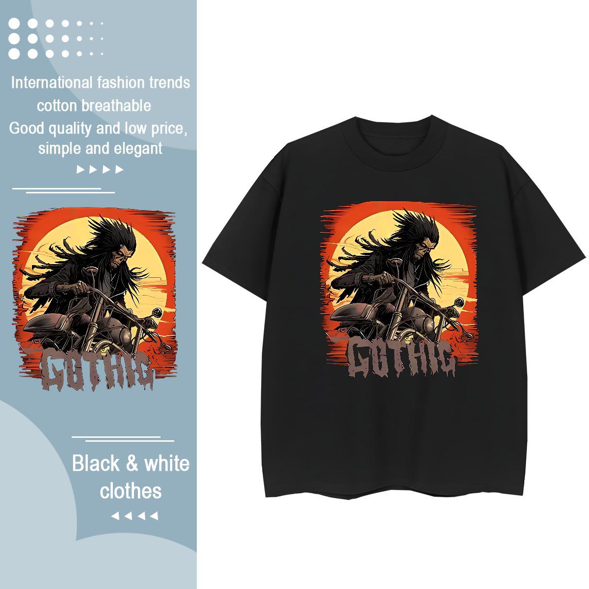 Casual New T Shirts Women 230g Cotton Breathable Crew Neck Summer Casual skull Woman Tshirt High quality Cartoon Print Clothes
