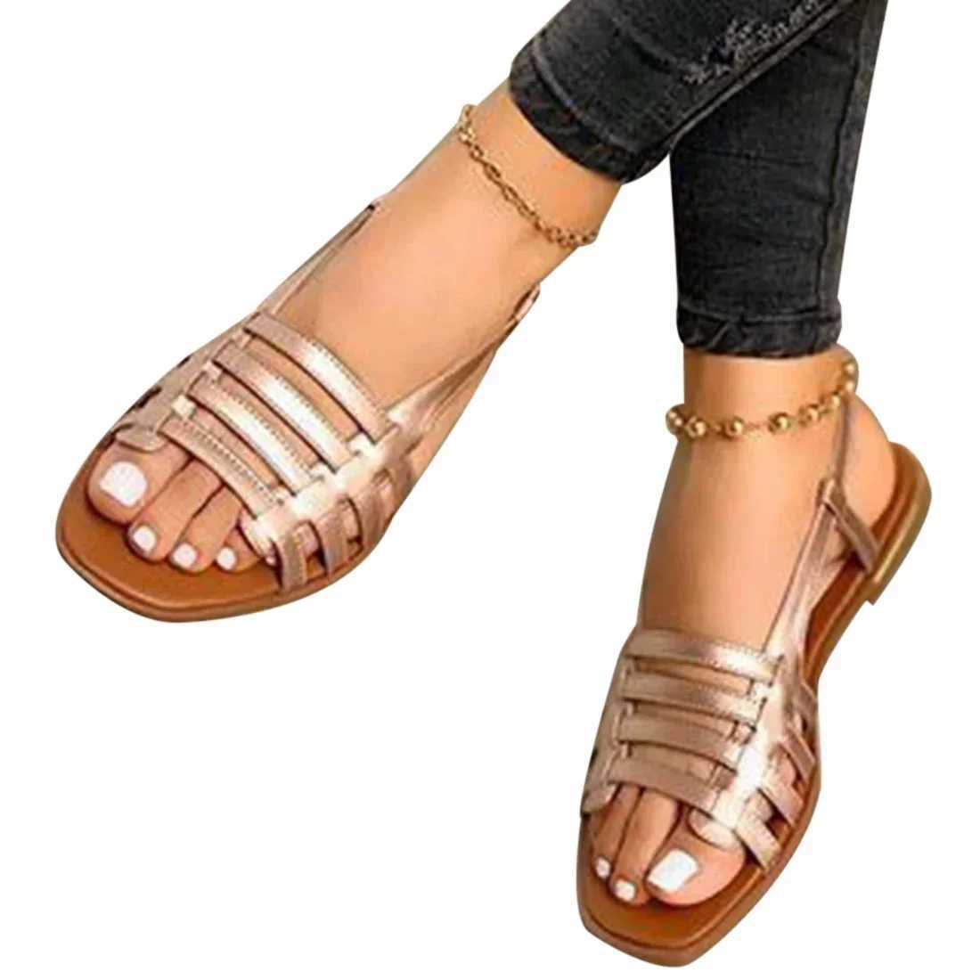 Women Sandals Woman Summer Hollow Out Roman Shoes 2024 Womens Gladiator Open Toe Beach Flats Ladies Footwear Plus Size 35-43 CL24806