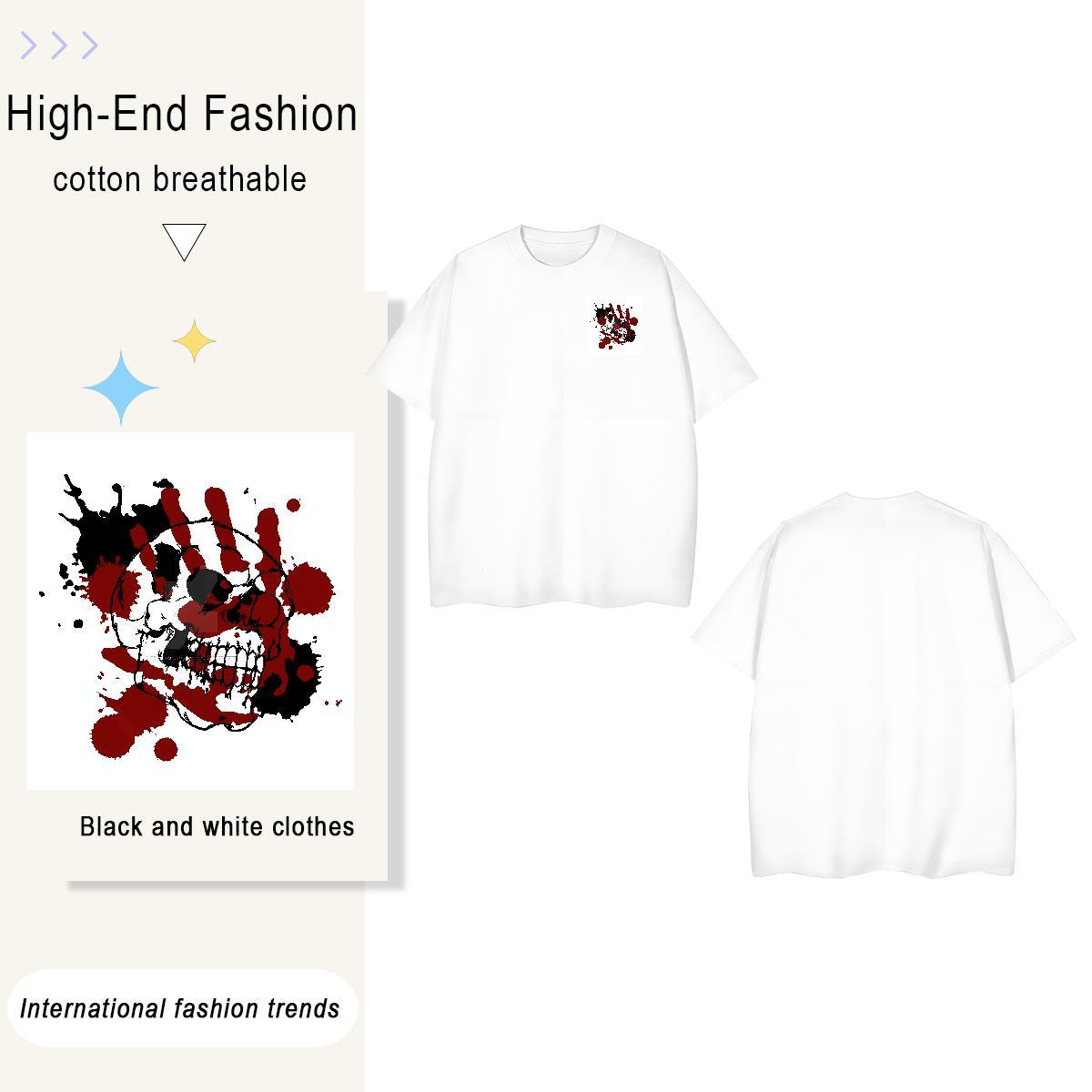 Female Lady T shirt 230g Cotton scary Beach T-Shirts for Women Breathable Soft Graphic Tops Shirt