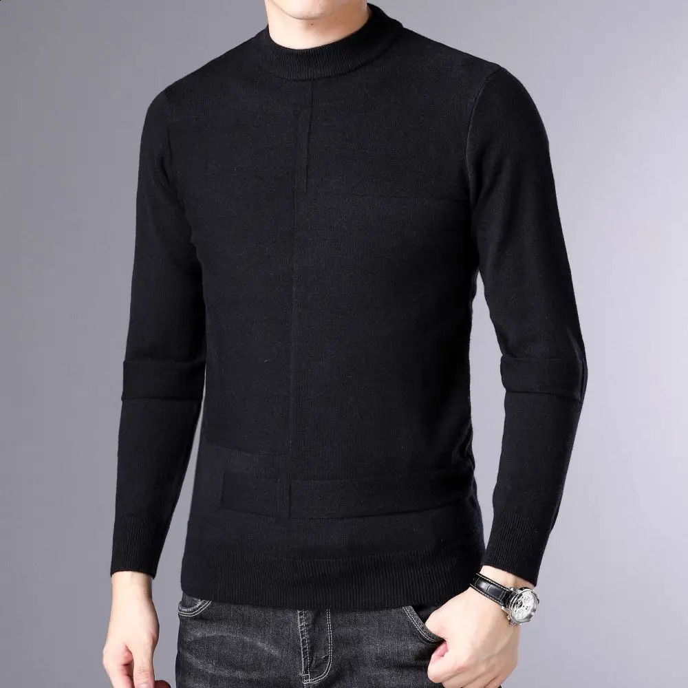 COODRONY Mens Fashion Simple Warm Half High Neck Sweater High Quality Comfortable Long Sleeve T-shirt Gift for Boyfriends W5685 240821