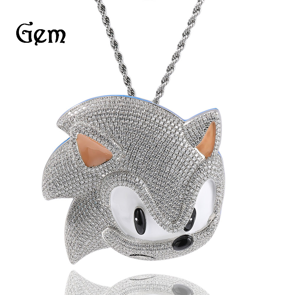 Pendant Necklaces Pass Diamond Tester Moissanite Hip Hop Silver Jewelry Set Cartoon 3d Sonic Cuban Link Chain Necklace for Man