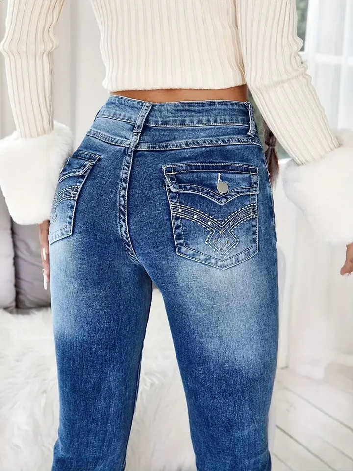 Spring Summer Blue High Rise Flared Jeans Women Casual Vintage Skinny Bell Bottom Mom Jeans Korean Slim Denim Y2k Long Pants 240821