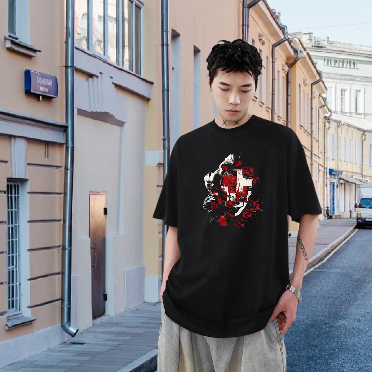 Fashion Designer Men Tshirts 100% Cotton 230g Beach scary Short Sleeve Soft Mens T Shirts Wholesale DIY Top Tees