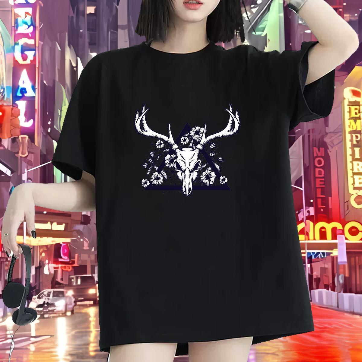 2024 Casual T-Shirts for Women Crew Neck Breathable 230g Pure Cotton Lady T shirt Custom Cartoon cow Sports Street Wear Designer Nice Tops Shirt