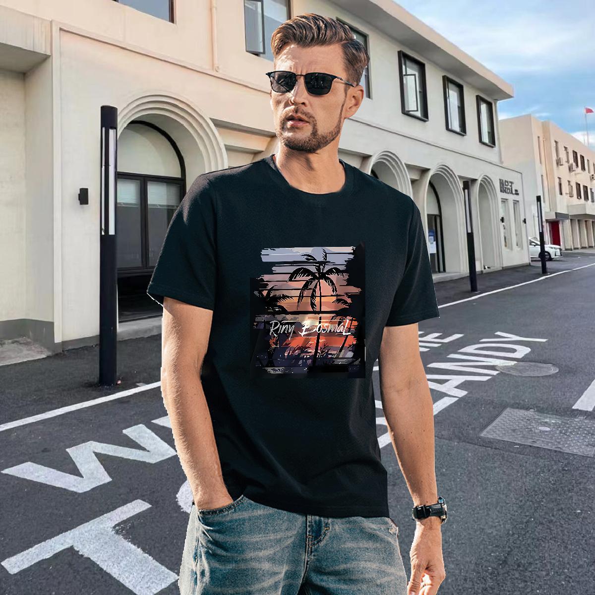 Unisex Tshirts Daily Wear 230g Cotton Custom Big Size O Neck Short Sleeves scenery T-Shirts for Men Fashion Casual Top Tees