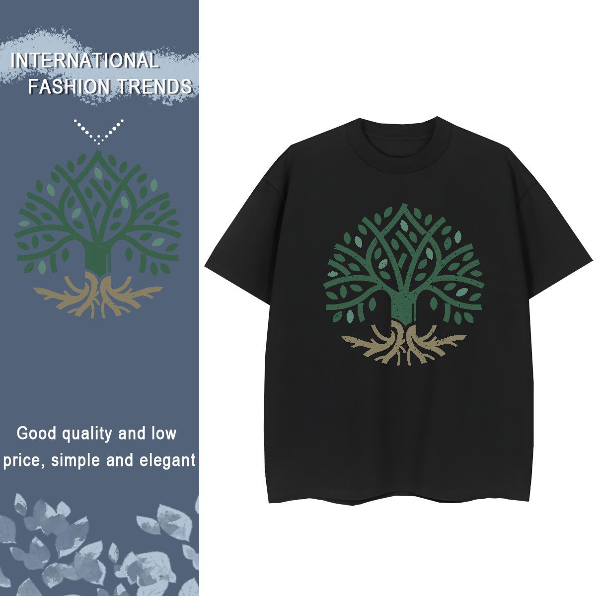 TOP Quality T Shirts Women Comfortable 230g Cotton Women Tees DIY Printed tree Sports Street Wear Loose Tee Shirt