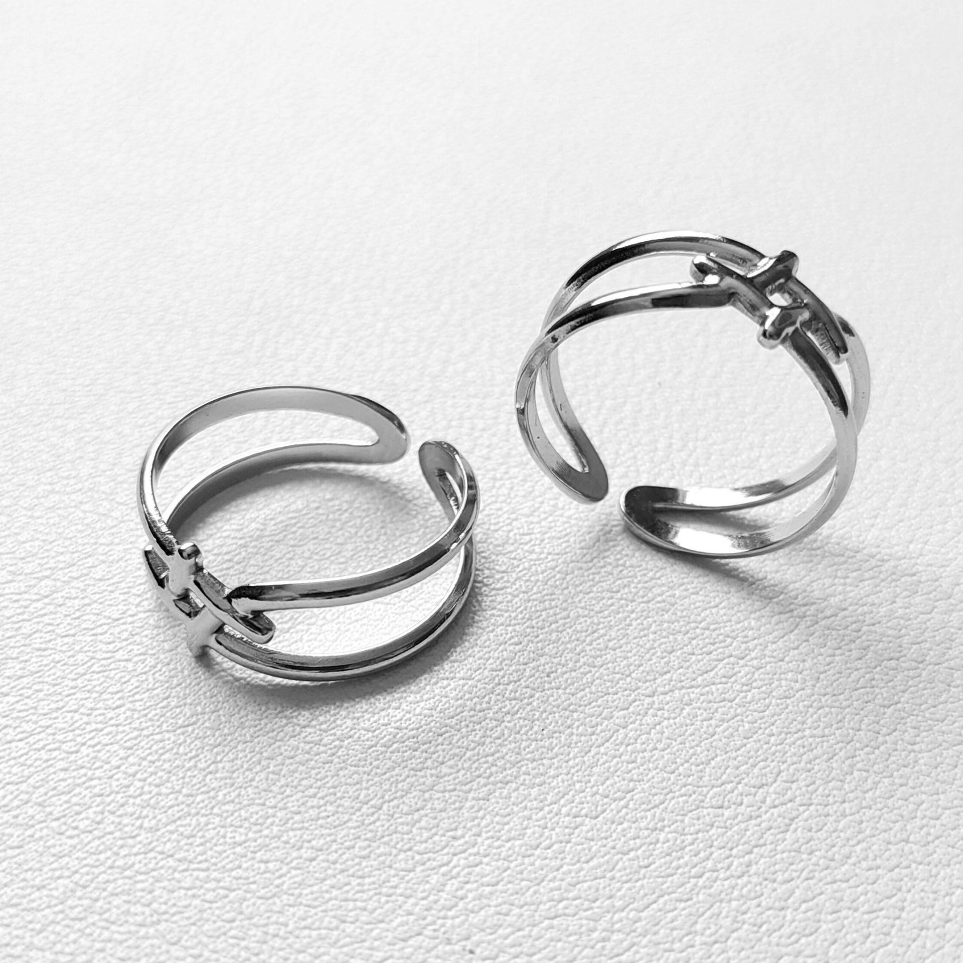 Light luxury, niche, high-end titanium steel, Chinese knot, open mouth ring, fashionable, simple, personalized index finger ring jewelry
