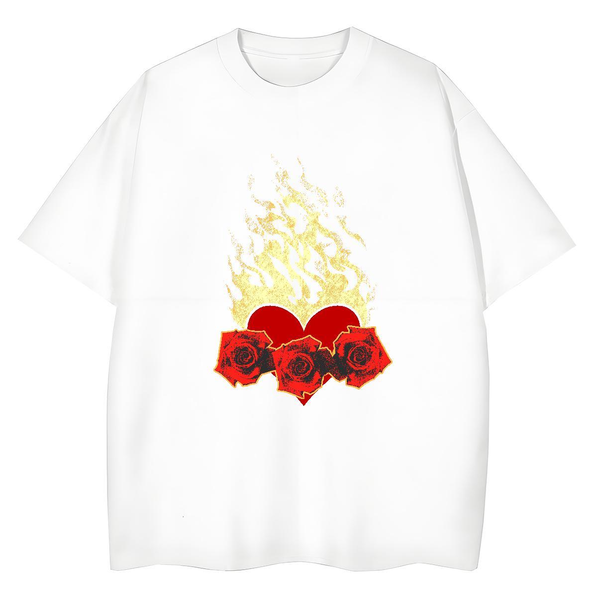 2024 DIY T-Shirts Comfortable 230g Pure Cotton Tshirt for Man Woman Black Oversized flower Street Designer Nice Wear