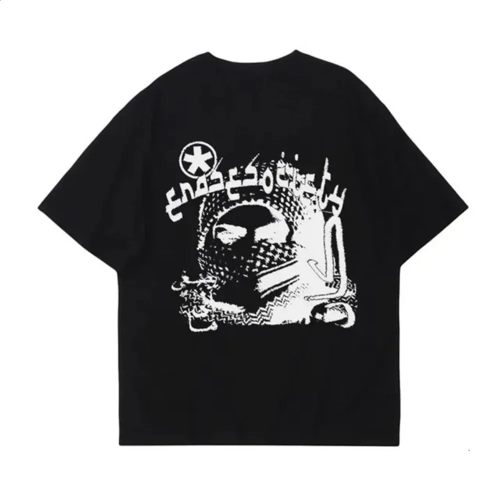 Y2K pure cotton Tshirt Grunge Goth Harajuku graphic print Oneck hiphop streetwear loose short sleeved punk retro top 240822