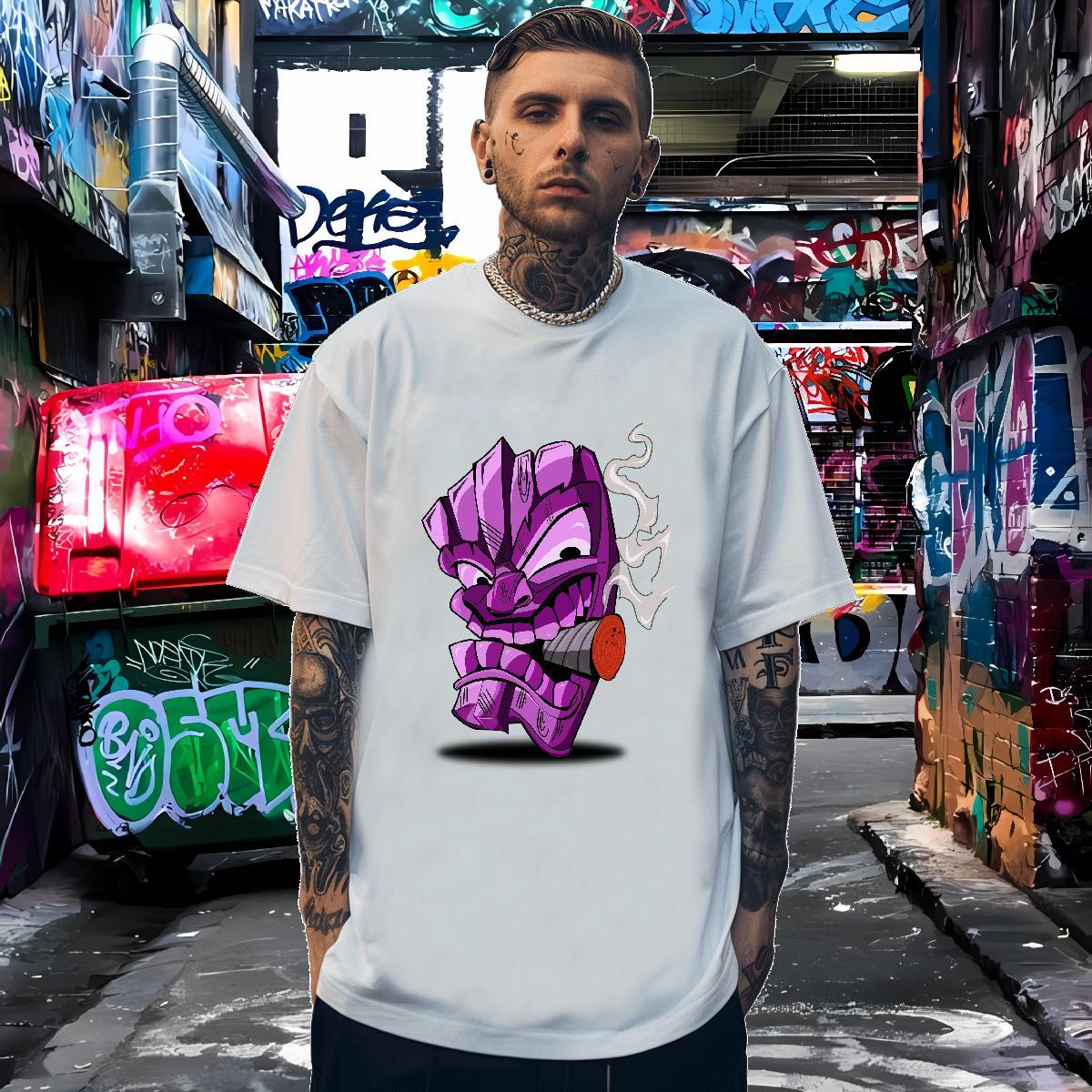High Quality Man T Shirts 100% Cotton 230g skull Casual Cartoon Printing L-4XL O-Neck Short Sleeve Men Tops Tees DIY Customized Tee Shirt
