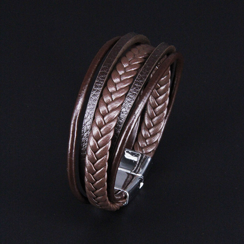 Popular Bracelet Multi layer Hand woven Men's Leather Rope Magnetic Absorption Retro Bracelet Bracelet Hand Accessories