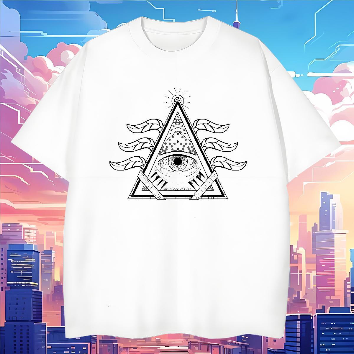 Brand Mens T Shirts 230g 100% Cotton eye of the devil Casual Black White Breathable Short Sleeve Men Tees DIY Clothes