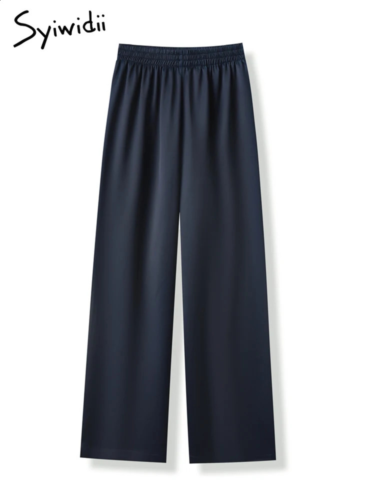 6 Colors Elegant Satin Wide Leg Pants Women Korean Fashion Casual Pants Spring Summer Straight Trousers Y2k Clothes 240821