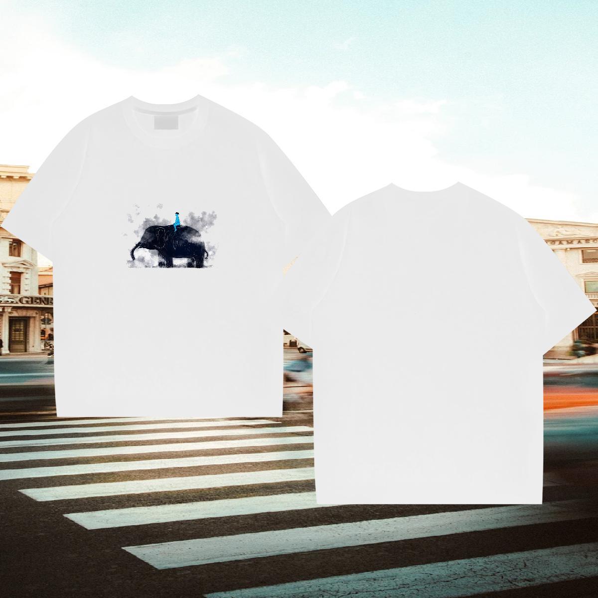 Unisex Tshirt for Man Woman Casual Daily Wear 230g Cotton Customized Breathable Crew Neck Elephant T-Shirts Factory Direct Clothings