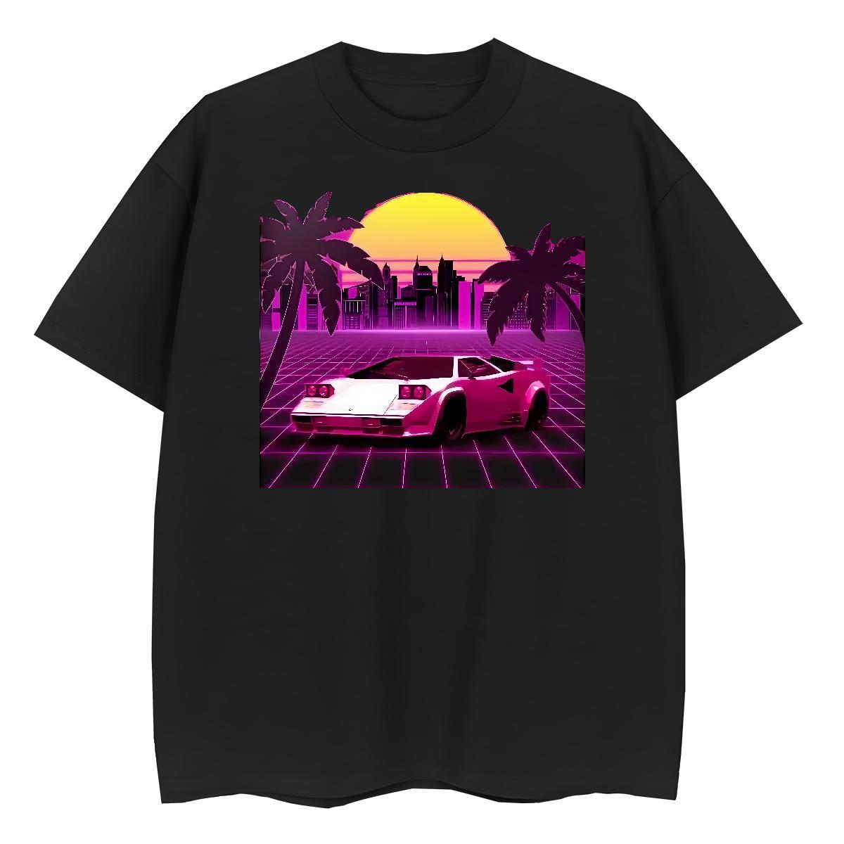 Soft Couples T Shirts Anime Printing Street 230g 100% Cotton Customized Print Short Sleeve Soft car Men T Shirts New Arrival Tops