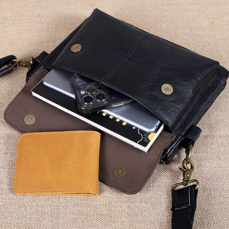 Leather Shoulder Bag Vegetable Tanned Leather Crossbody Bag Head layer Cowhide Messenger Bag Fashion Crossbody Bag Mens Bag 240822