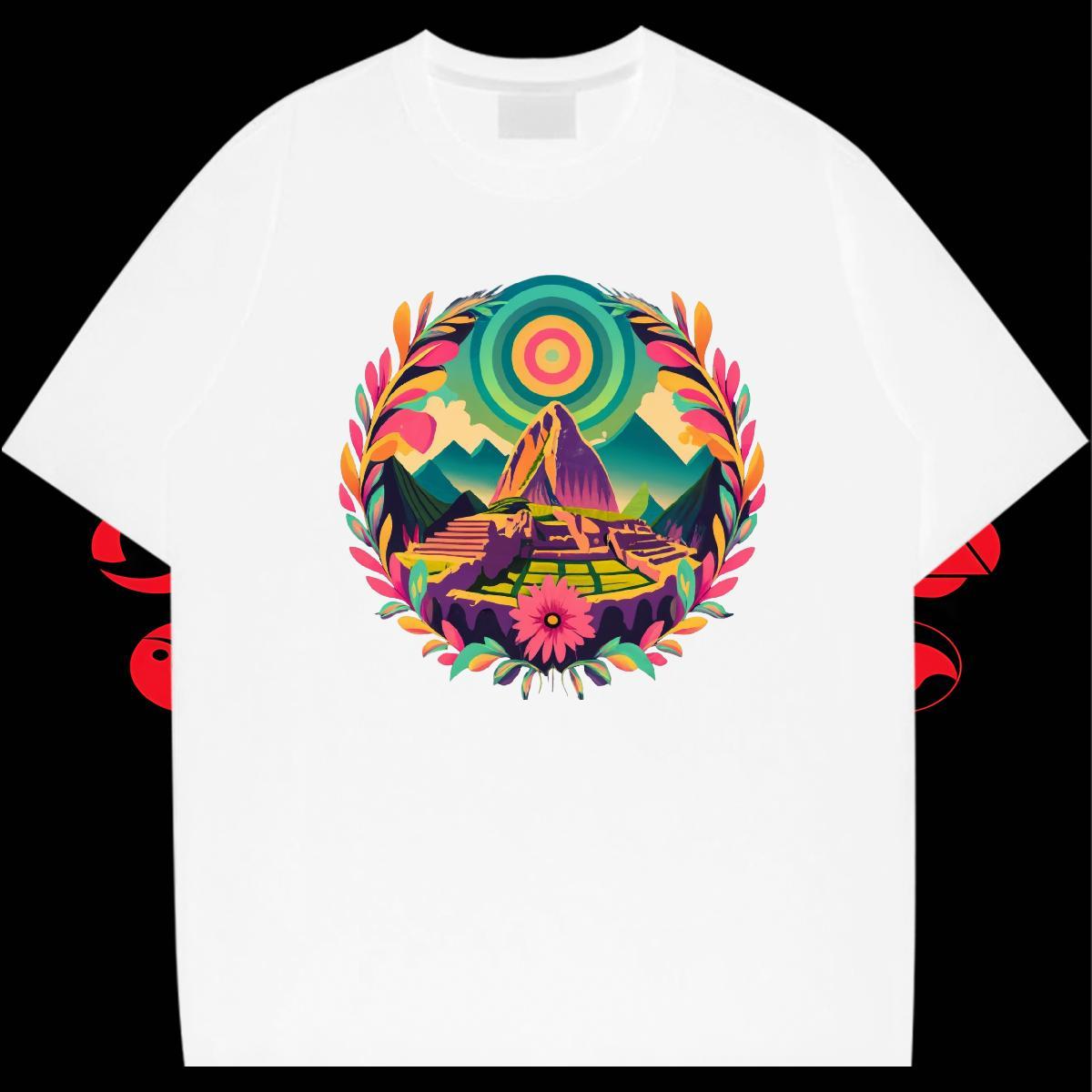 Cool Men Tops Tees Casual 230g Cotton DIY Printed O Neck Short Sleeves mountains T-Shirts for Men Wholesale Tops Shirt