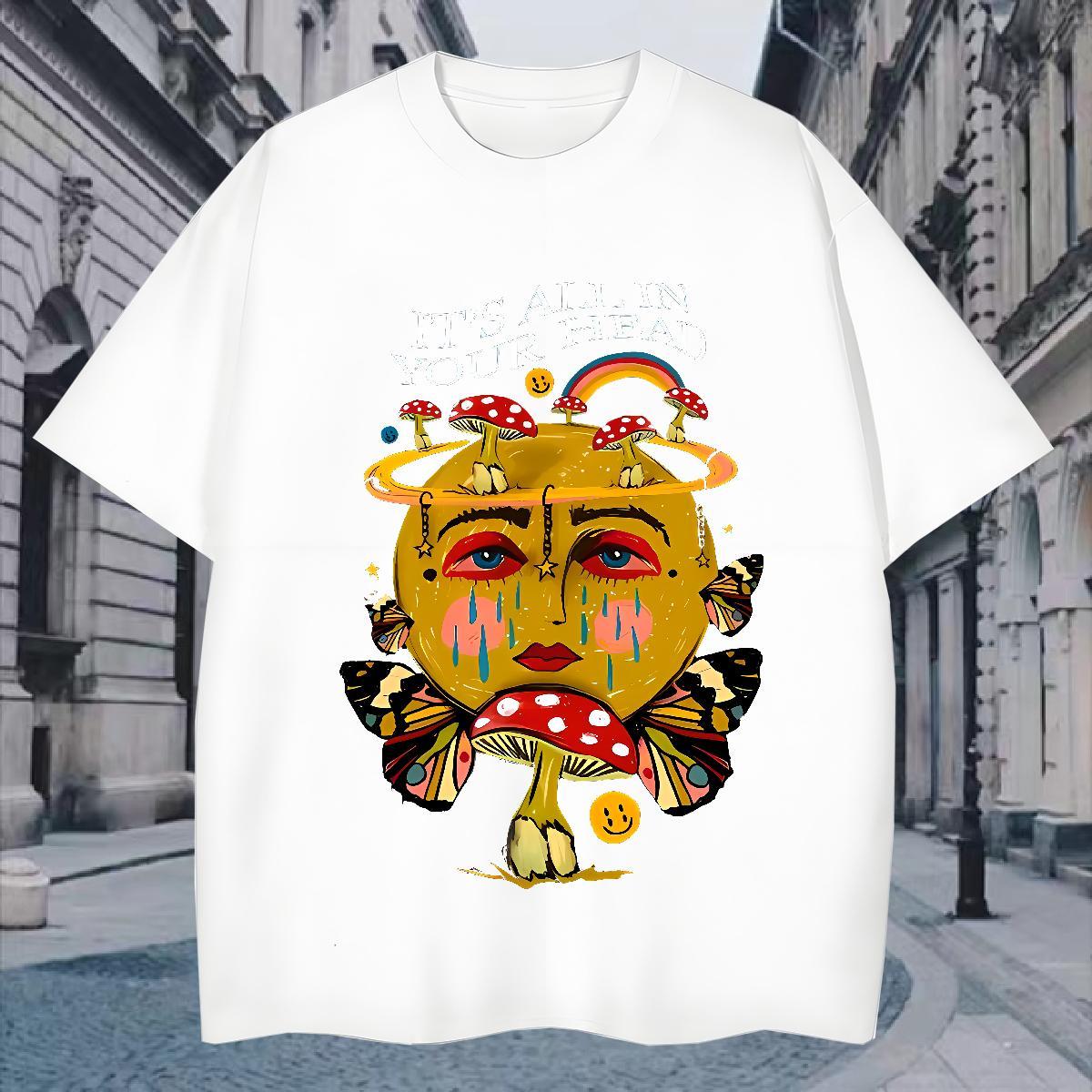 Fashion Designer Men Tshirts 100% Cotton 230g Casual Beach rainbow Pure Cotton T Shirt For Man Unisex Skull Clothes