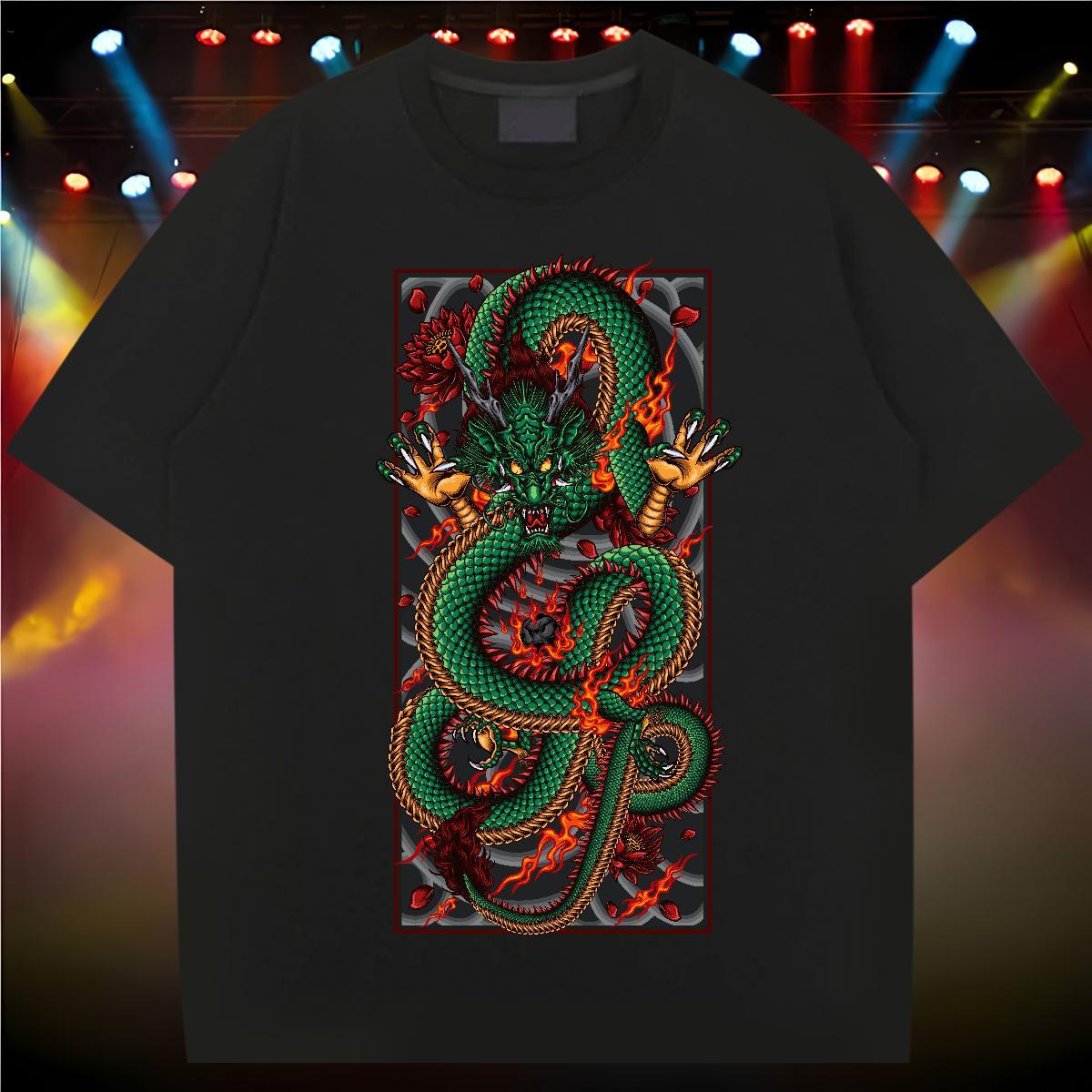 Comfortable dragon T shirt Spring Summer Men Tees 230g Cotton DIY Customized Crew Neck Breathable DIY Anime Wear