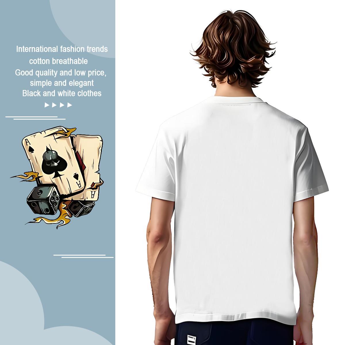 Custom playing card Couples T Shirts 230g Pure Cotton Mens T Shirts Custom Cartoon High Street Hip Hop Breathable Popular Tops