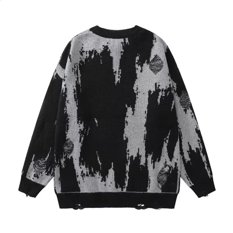 Hip Hop Ripped Sweaters Grunge Y2K Vintage Knitted Punk Gothic Streetwear Jumpers Men Women Harajuku Korean Fashion Pullover 240821