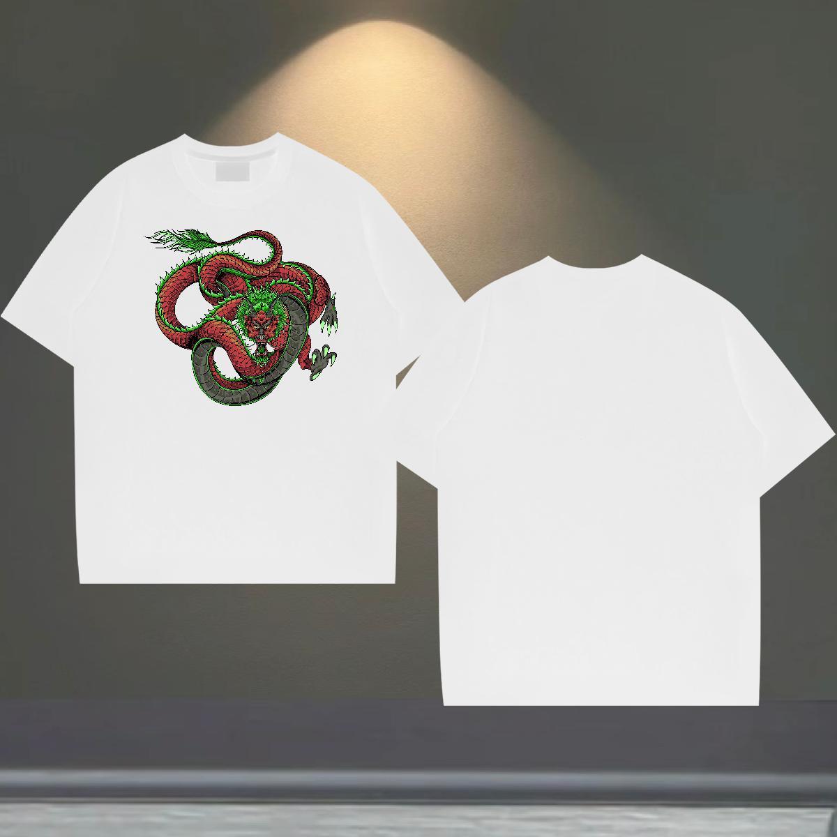 Soft Men Clothes T-Shirt Street Wear 100% Cotton 230g Asian Size Breathable Short Sleeve dragon Mens T Shirts Classic Top Tees