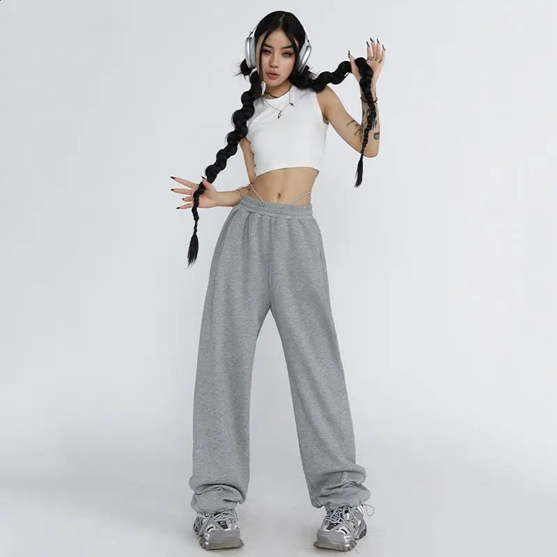QWEEK Women Y2k Baggy Sweatpants Vintage Harajuku High Waist Female Jogger Pants Elastic Casual Streetwear Oversize Wide Trouser 240821