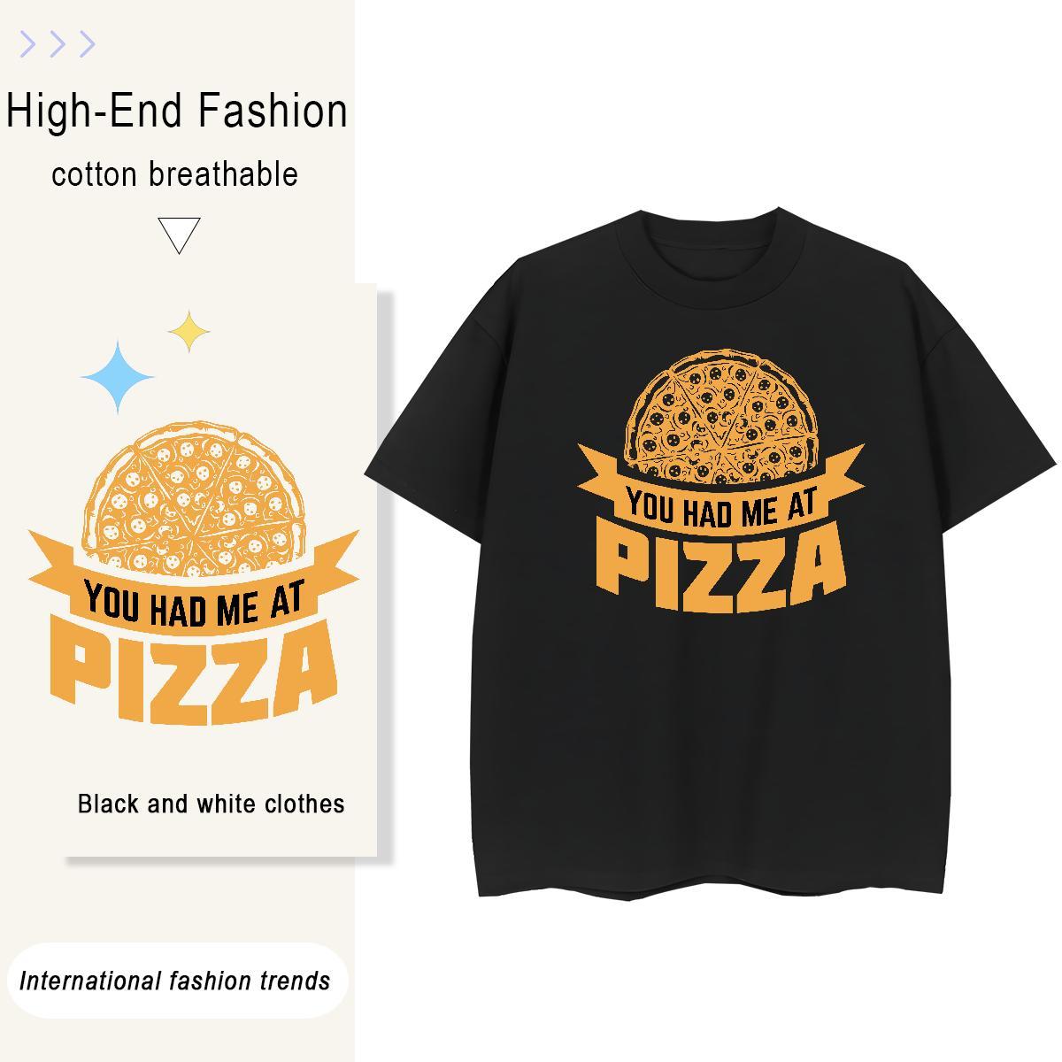 Wholesale Men Tees Street 230g 100% Cotton DIY Printed Breathable Crew Neck pizza T shirt Fashion Tee Shirt