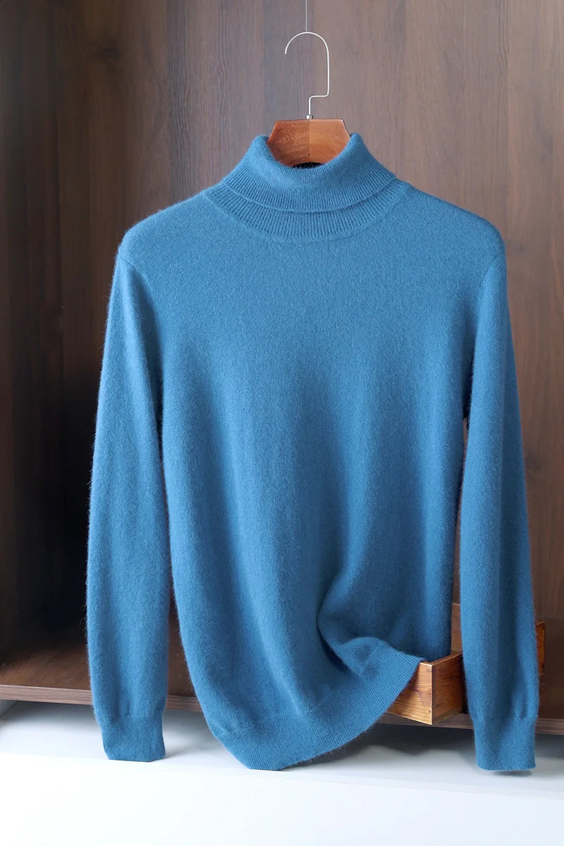 Spring and Autumn Turtle Neck Mens Knitted Sweater Comfortable Loose High End Fully Matched Skydiving Top 240821
