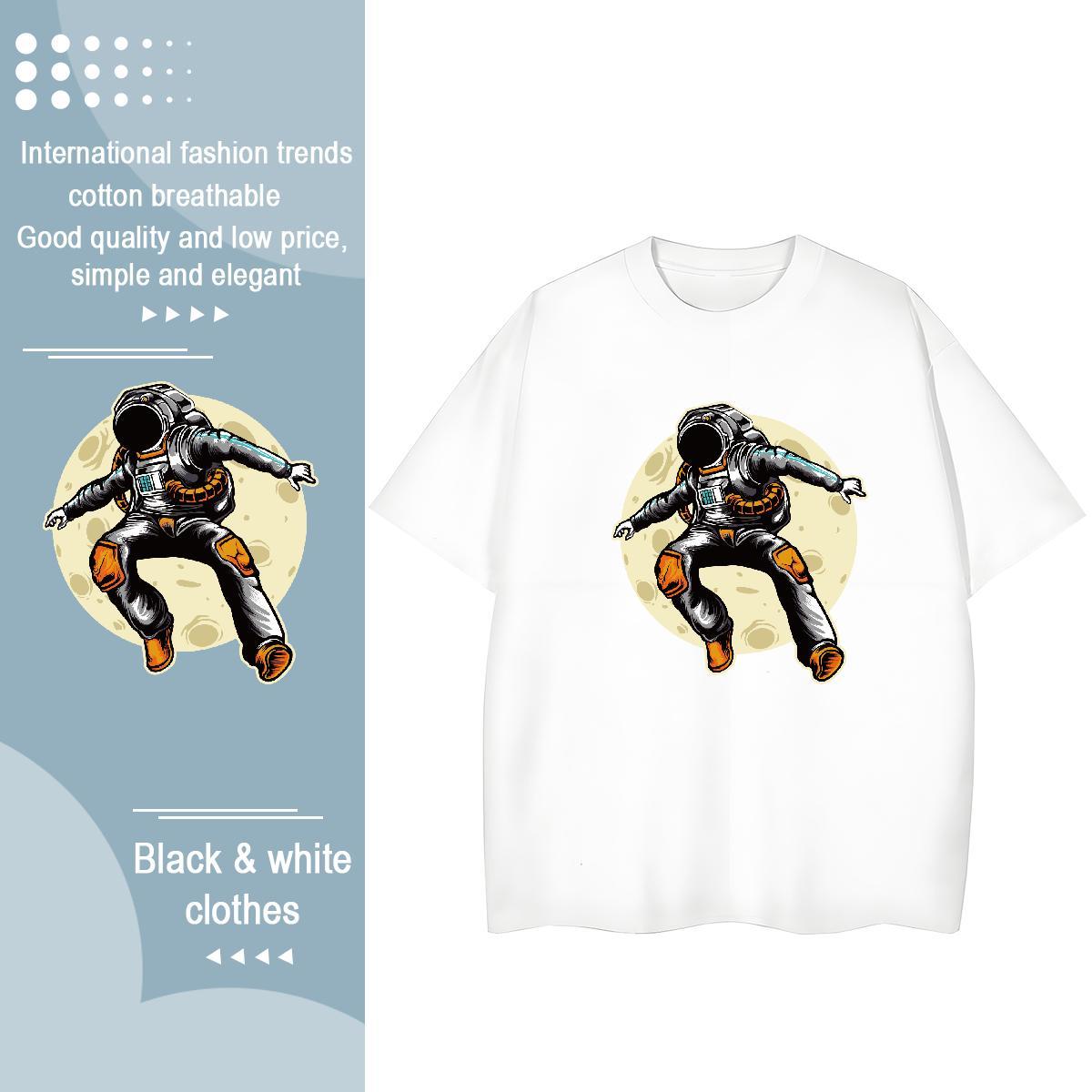 Loose fit Lady T shirt 230g 100% Cotton cosmonaut Beach T-Shirts Breathable Soft Custom Print Oversized Tops