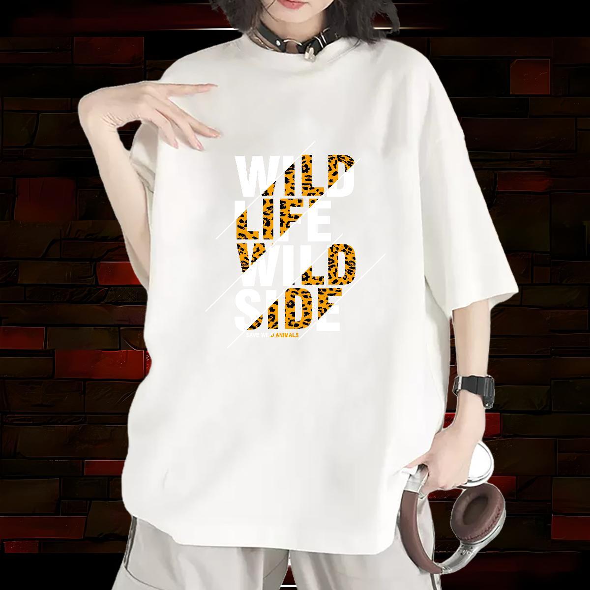 Comfortable Womens Tshirts 230g Pure Cotton letter Sport Womens T Shirts Breathable Anime Clothes