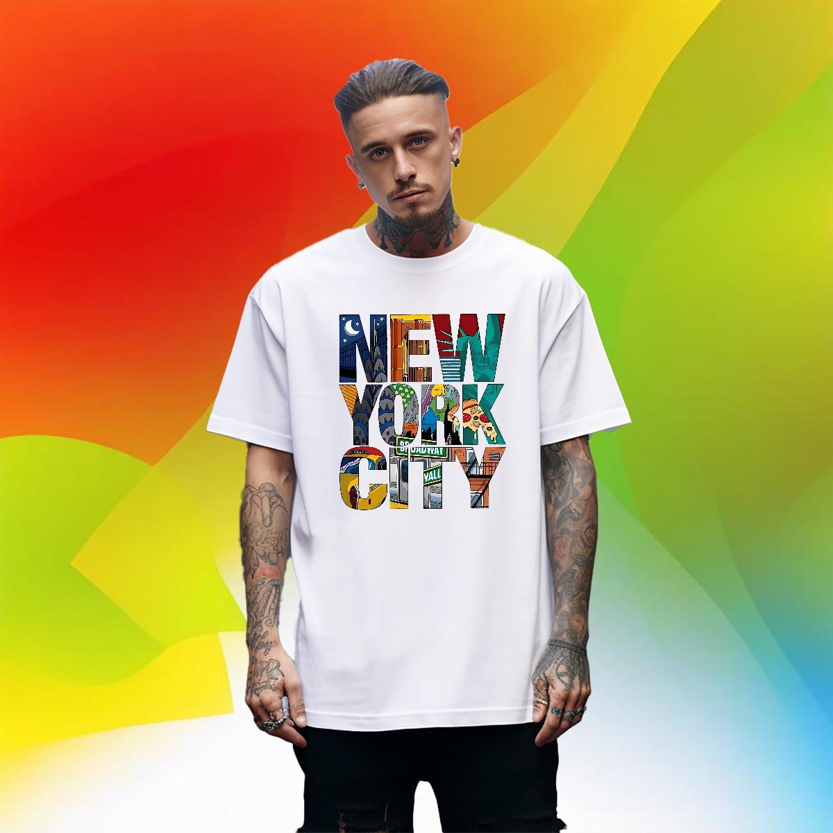 Factory Direct Street Wear Tshirt for Man Woman New York Crew Neck 100% Cotton 230g T-Shirts for Men High Quality Customized Print Tops Shirt