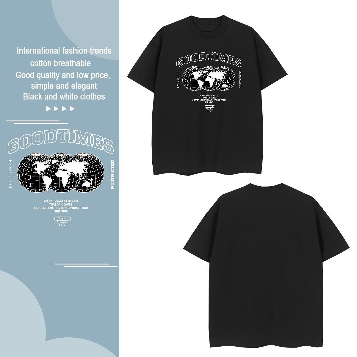 Cool earth Men T Shirts Anime Printing Street Couples T Shirts 230g Cotton Casual New Pure Cotton Customized Tops Tees
