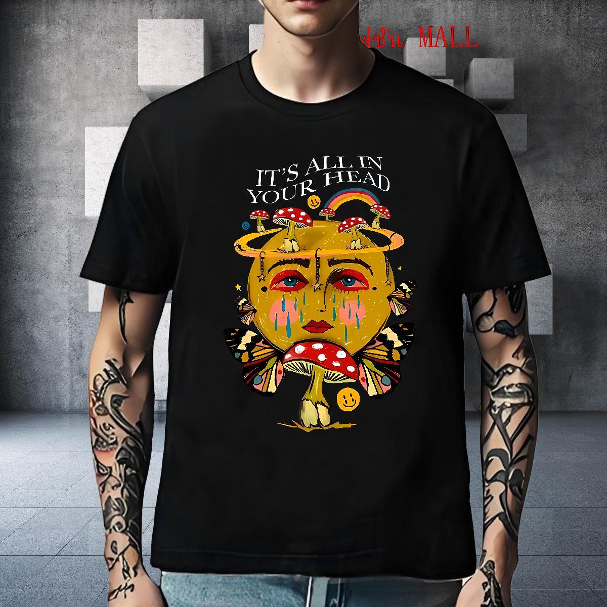Fashion Designer Men Tees 230g 100% Cotton Summer Casual mushroom O Neck Short Sleeves Mens T Shirts Cool Custom Printed Tops Tees