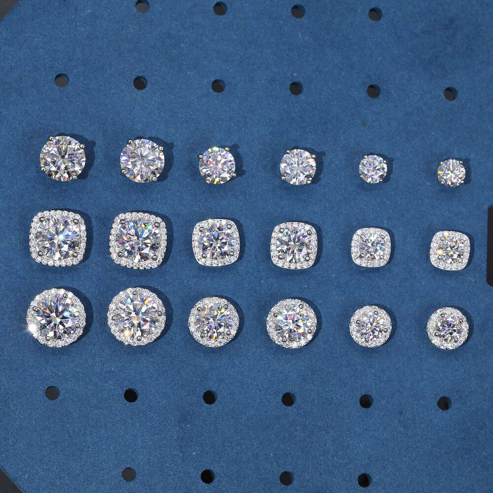 New Fashion Pass Diamond Tester 5mm 6.5mm 8mm Moissanite Stud Earrings Sterg Sier Magnetic Halo Earings Jewelry For Men