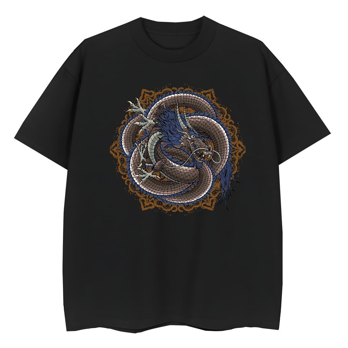 2024 Casual T shirt 230g Cotton Breathable Short Sleeve Street Casual dragon Lady T shirt Unisex Custom Printed Tops