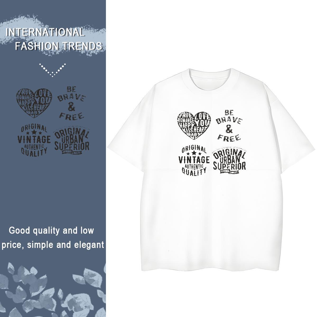 Loose fit Unisex Tshirts 230g 100% Cotton letter Spring Summer T Shirt For Woman Comfortable DIY Logo Clothings