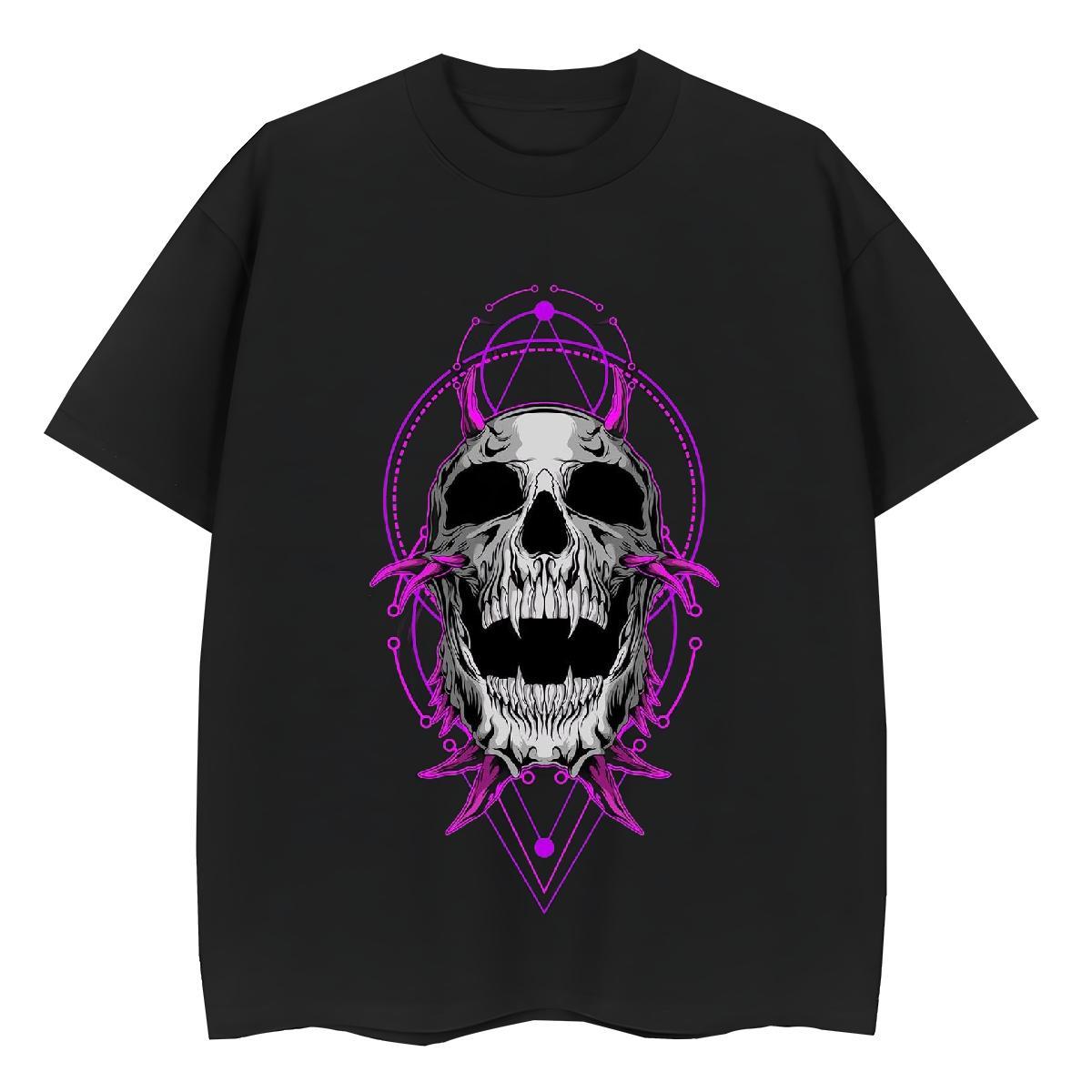 DIY T-Shirts 100% Cotton 230g Breathable Crew Neck Sports Street Wear skull Woman Tshirt Wholesale Plus Size Cartoon Tops