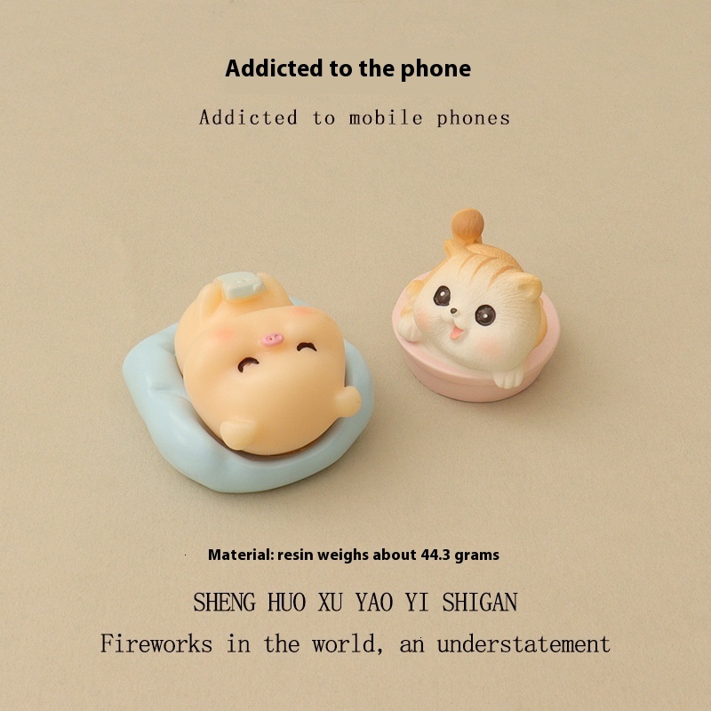 Creative Cartoon Mini Cute Play Mobile Pig Bathing Cat Micro Landscape Creating Animal Resin Accessories