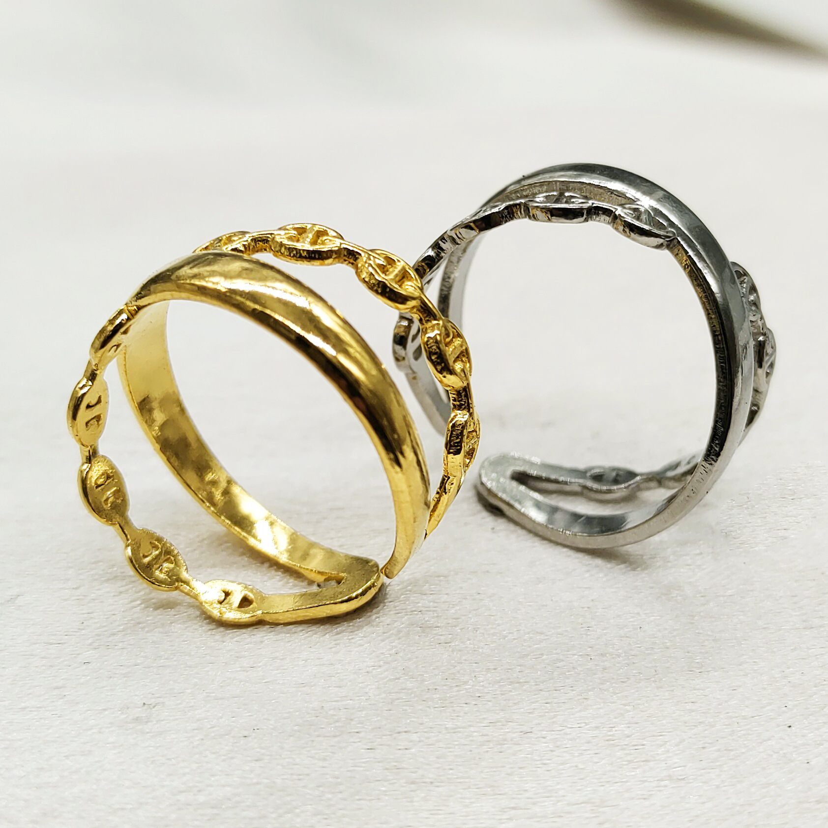 Adjustable opening, niche titanium steel ring, women's cross chain, stainless steel