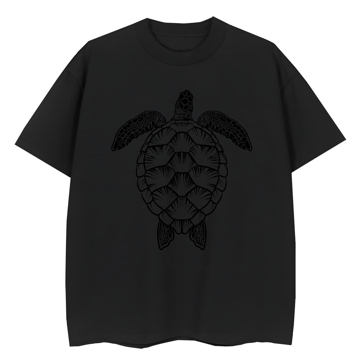 2024 Casual T shirt Crew Neck Breathable 230g Pure Cotton Unisex Tshirts Anime Oversized tortoise Sports Casual Comfortable Polos