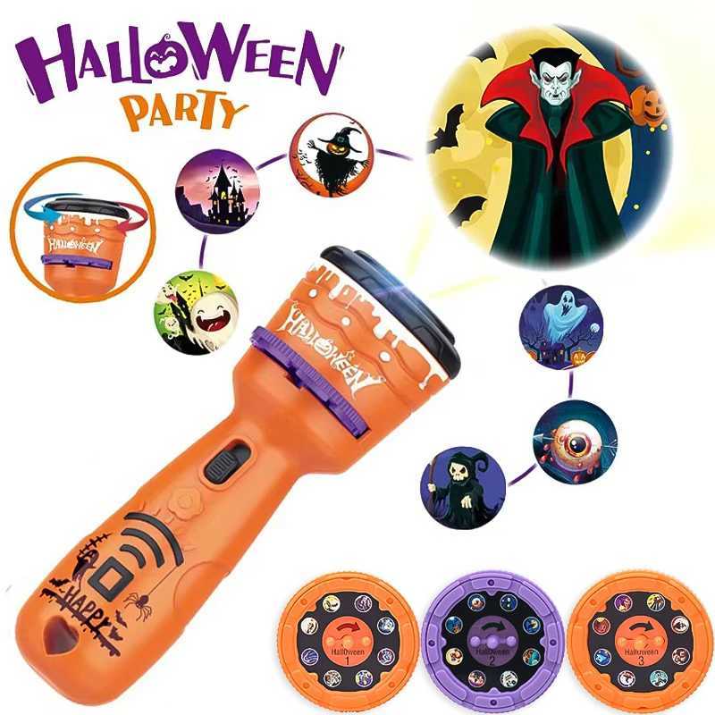 Cartoon Luminous Ghost Pumpkin Projector Flashlight Toys Children Light Pattern Sleep Flashlight Baby Educational Halloween Gift Y240821