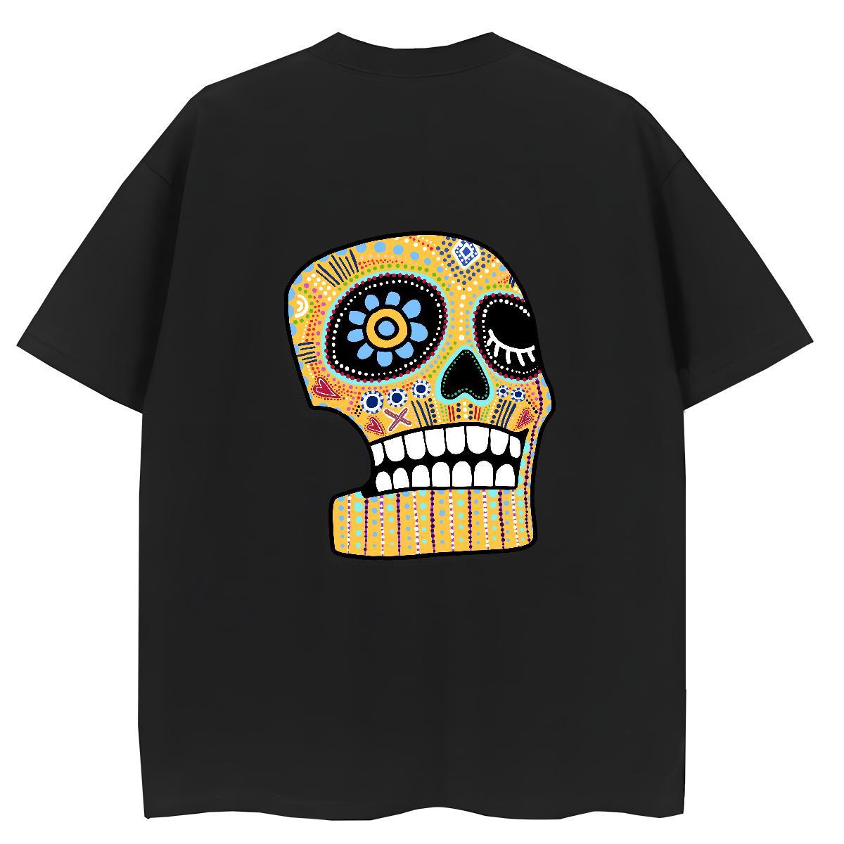 TOP Quality Womens T Shirts 230g 100% Cotton Comfortable Hip Hop skull Womens Tshirts Soft DIY Anime Printed Polos