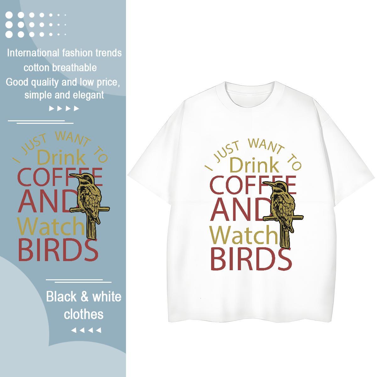 High quality Unisex Tshirts 230g Cotton bird Beach Woman T Shirts Breathable DIY Logo Clothings