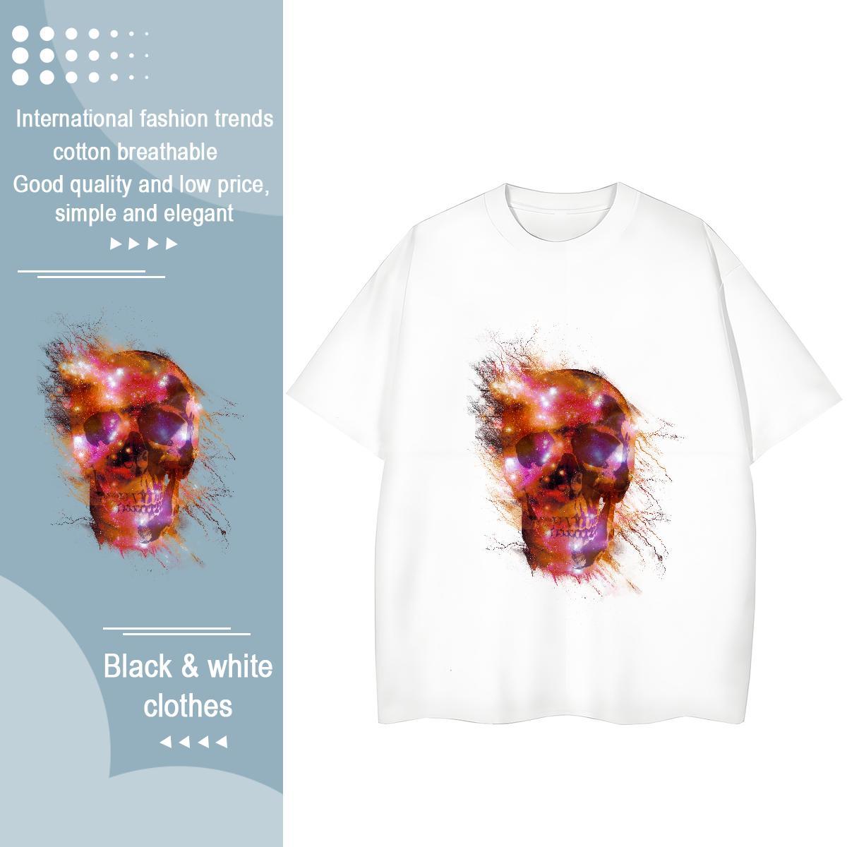 Stylist T-Shirts 230g 100% Cotton Crew Neck Breathable Casual Sport skull Lady T shirt Wholesale Customized Print Clothings